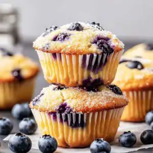 serving blueberry muffins with cake mix