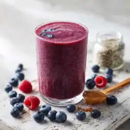 Blueberry and raspberry smoothie without banana in a glass