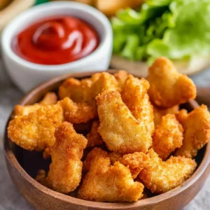 Dino nuggets in air fryer served hot and crispy