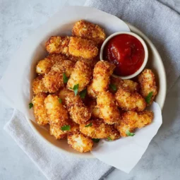 Air fryer cheese curds close-up