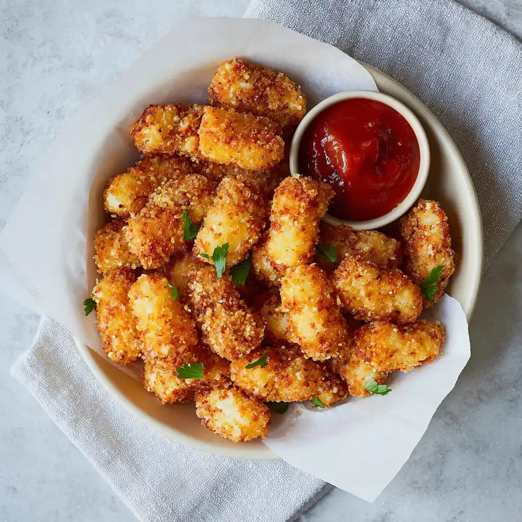Air fryer cheese curds close-up