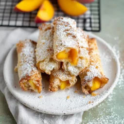 Air Fryer Peach Cobbler Egg Rolls dessert
