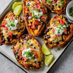 enchilada stuffed sweet potatoes in oven