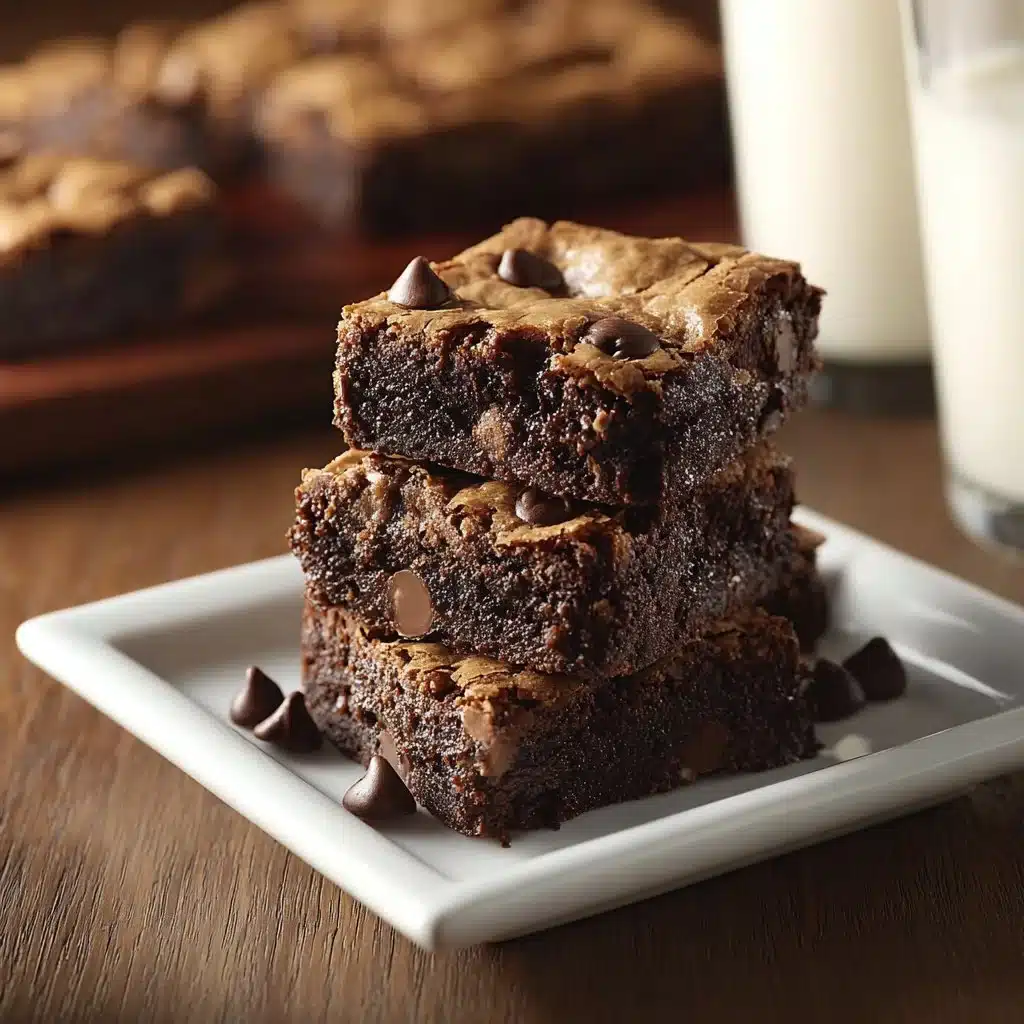 Delicious brownies and chocolate chip cookies on a wooden table.