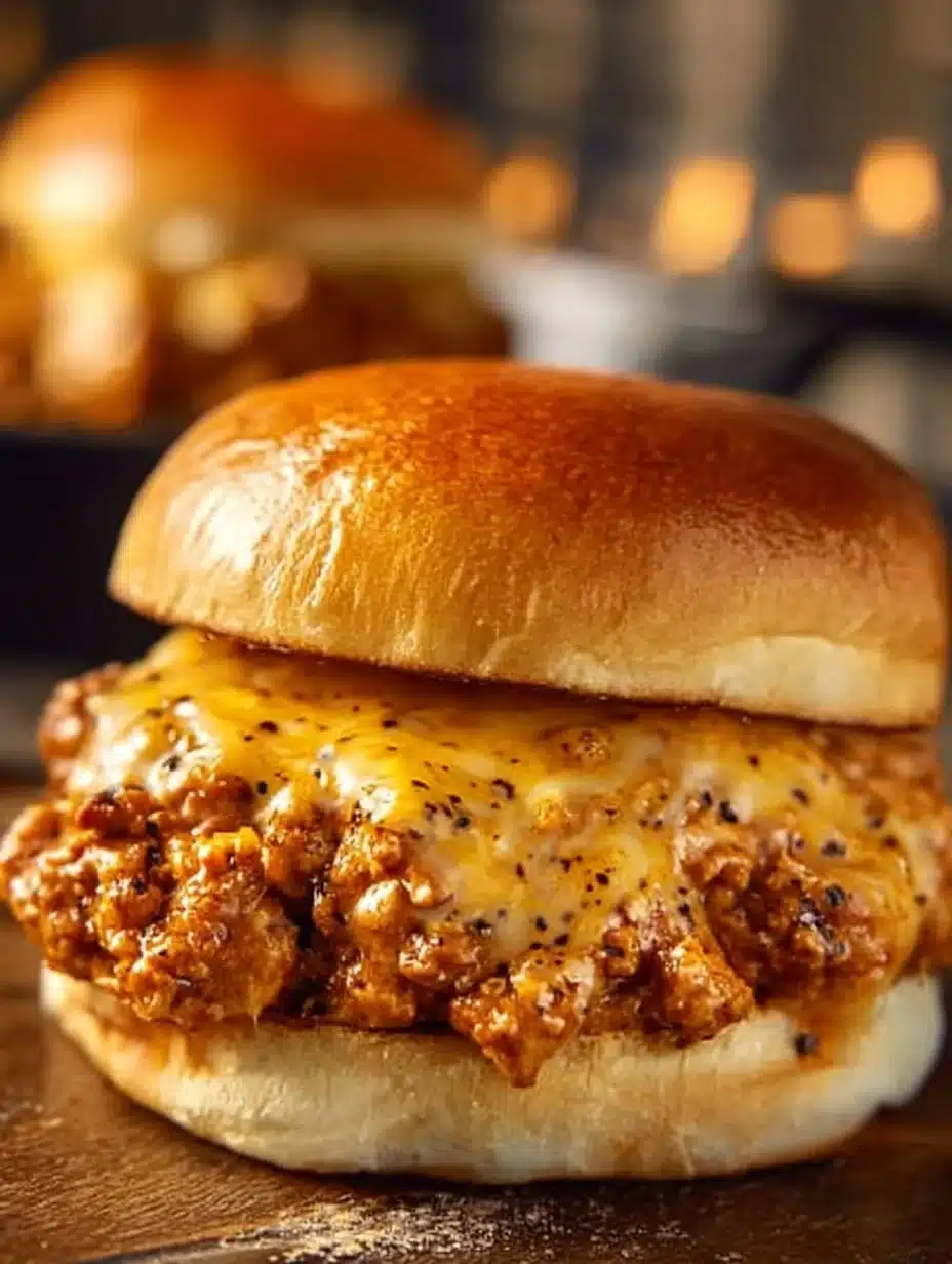 Cajun Chicken Sloppy Joes served on a bun with colorful toppings