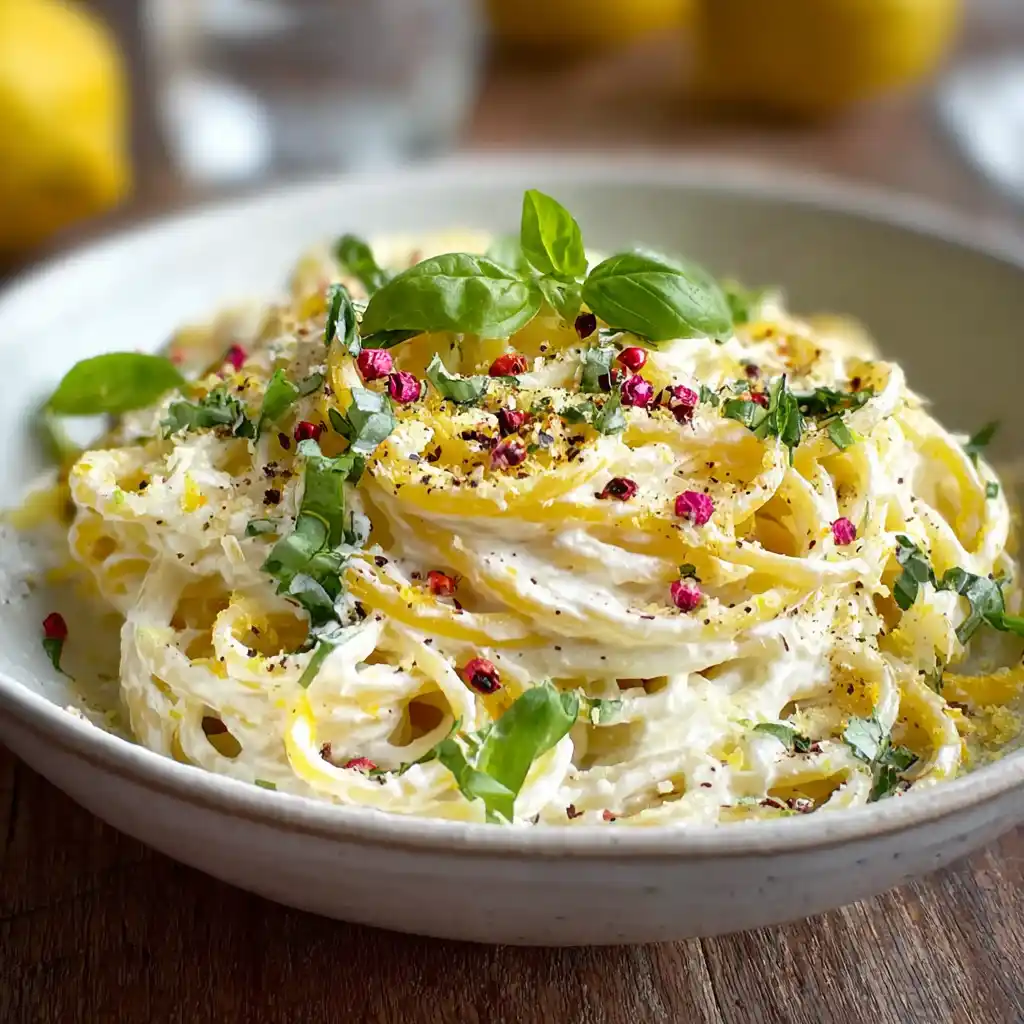 creamy lemon ricotta pasta with basil and lemon zest