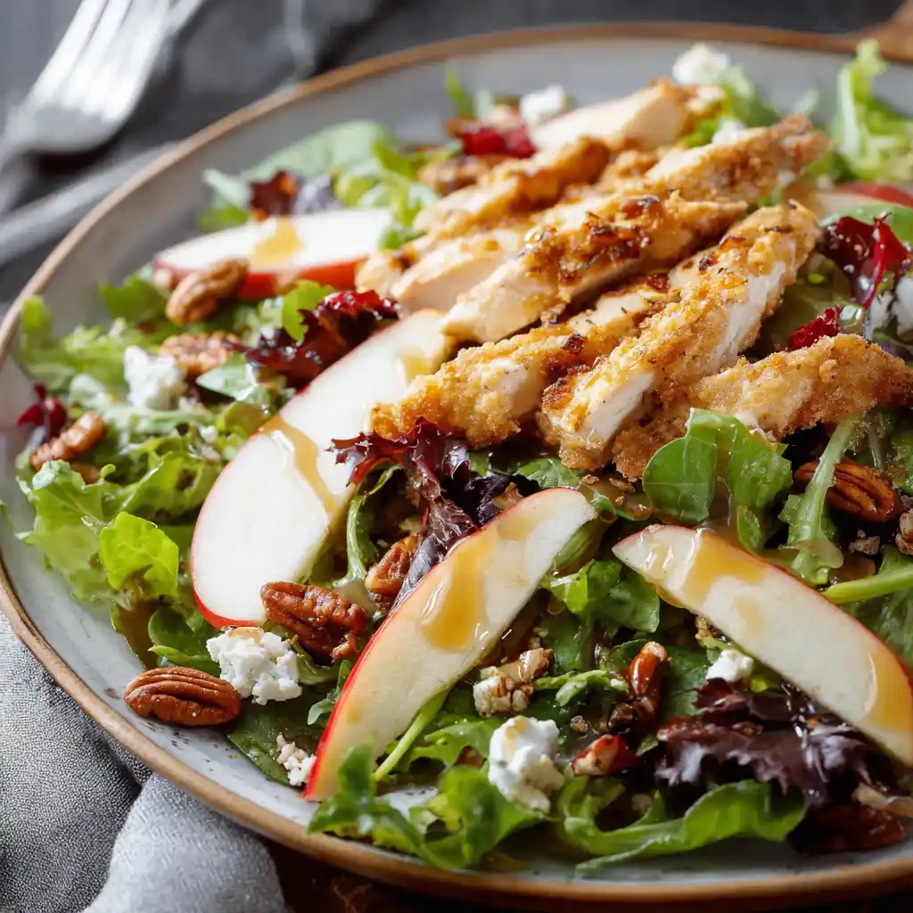 Crispy chicken and apple salad high-protein dinner