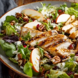 Crispy chicken and apple salad high-protein dinner