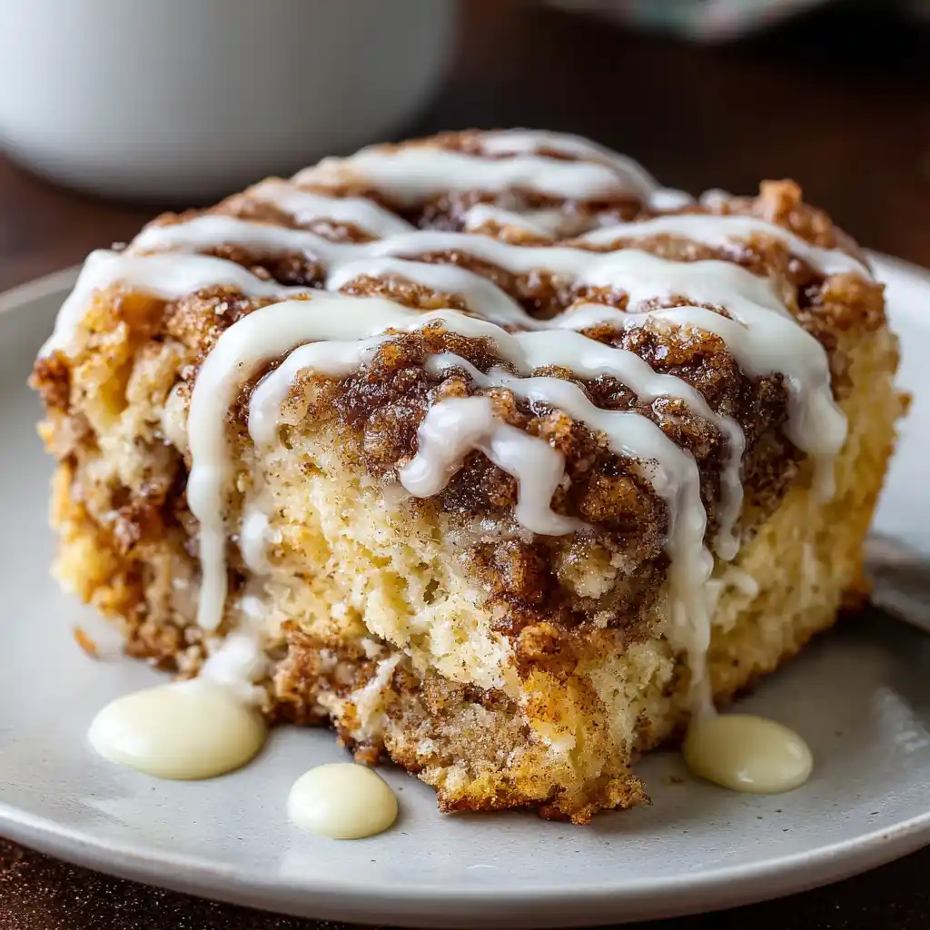 Crockpot Cinnamon Roll Dump Cake in slow cooker