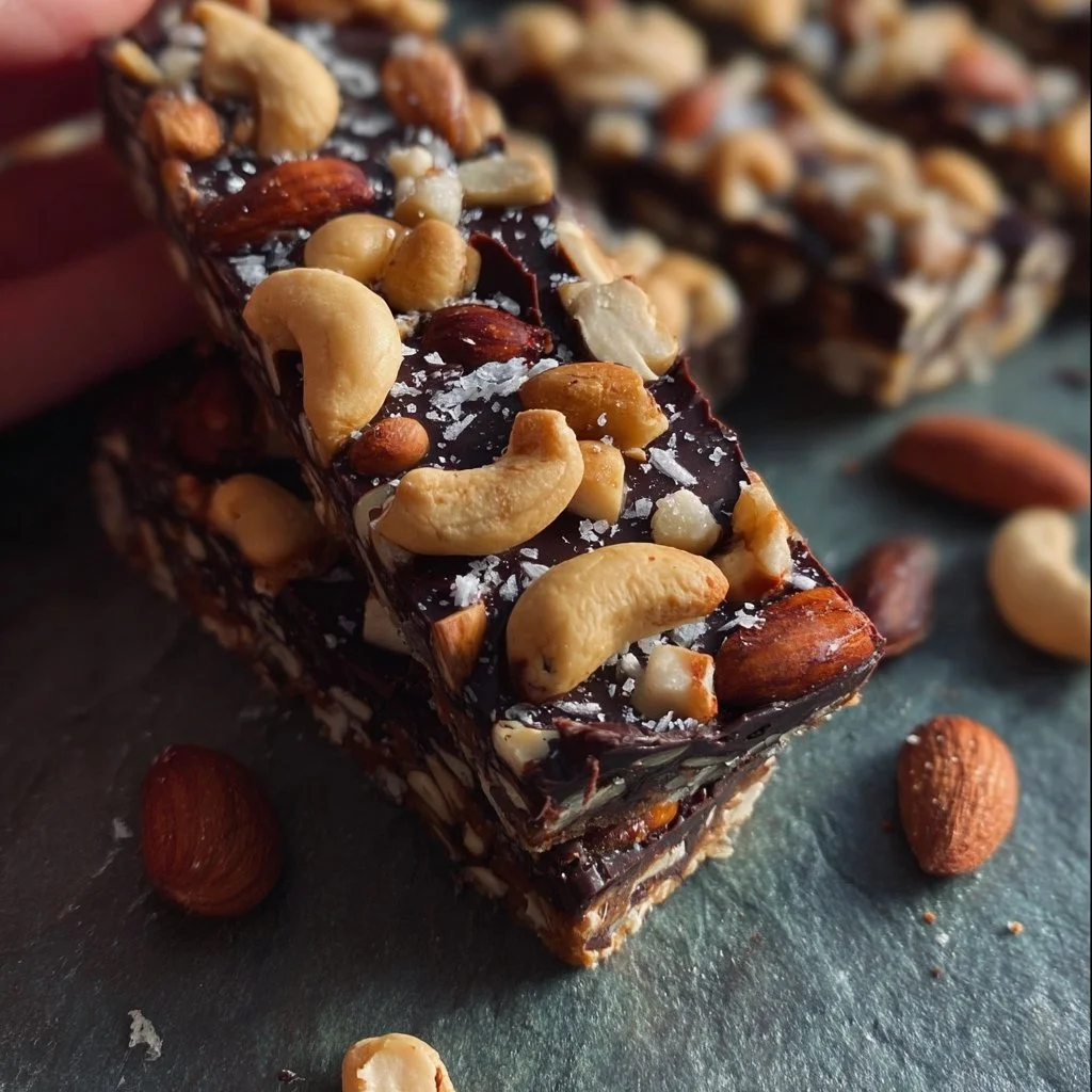 Dark Chocolate and Sea Salt Nut Bars, a delicious and healthy snack option
