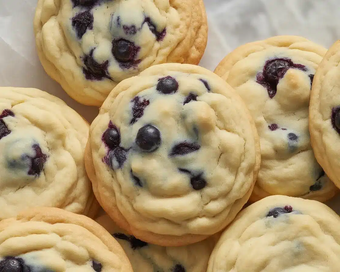 Soft and chewy Lemon Blueberry Cookies with fresh blueberries and lemon flavor