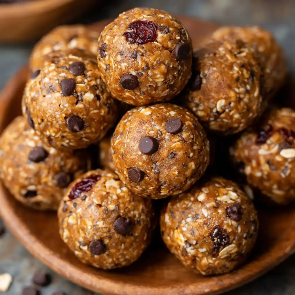 Easy Energy Bombs on a rustic ceramic plate