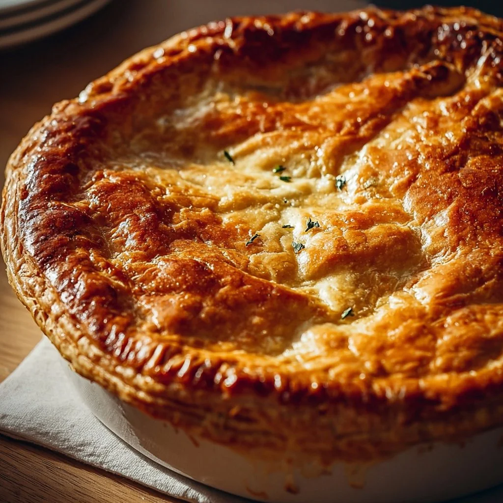 Hearty chicken pot pie with delicious sides for a comforting meal