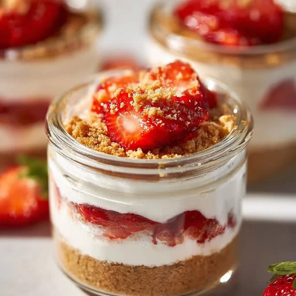 High protein cheesecake jars served in clear glass containers