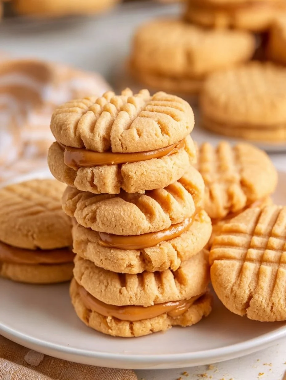 Homemade copycat Nutter Butters cookies arranged on a plate