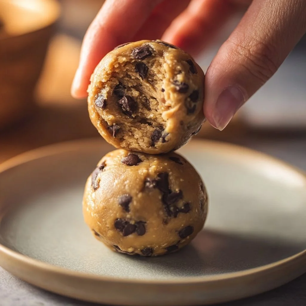 Delicious no-bake cookie dough balls ready to enjoy as a quick snack