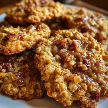 pecan pie oatmeal cookies on rustic plate