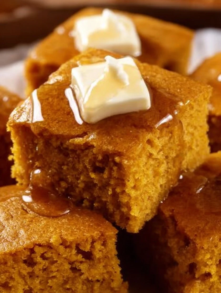 Pumpkin Cornbread served with a side of cinnamon honey butter
