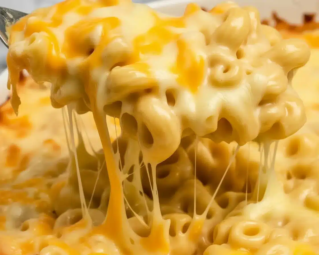 Delicious bowl of Tini's Mac & Cheese with three types of cheese and corkscrew pasta.