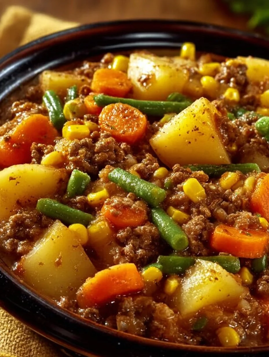 Delicious Amish Harvest Casserole served in a rustic dish