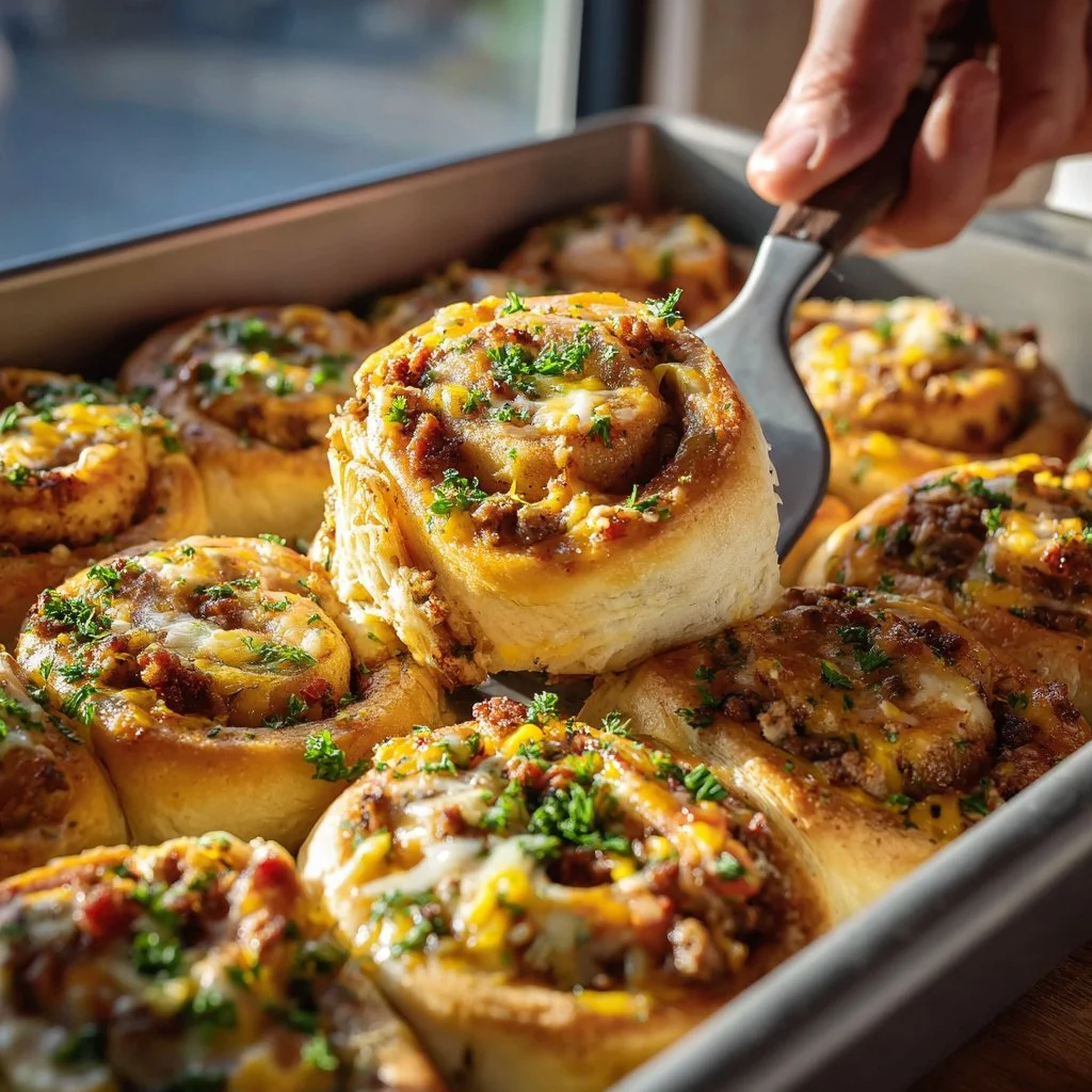 Freshly baked breakfast rolls on a wooden table