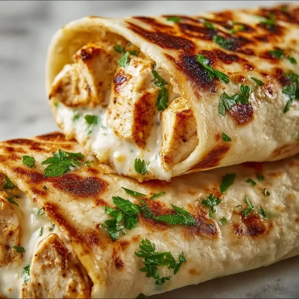 Cheesy Garlic Chicken Wraps ready to serve.