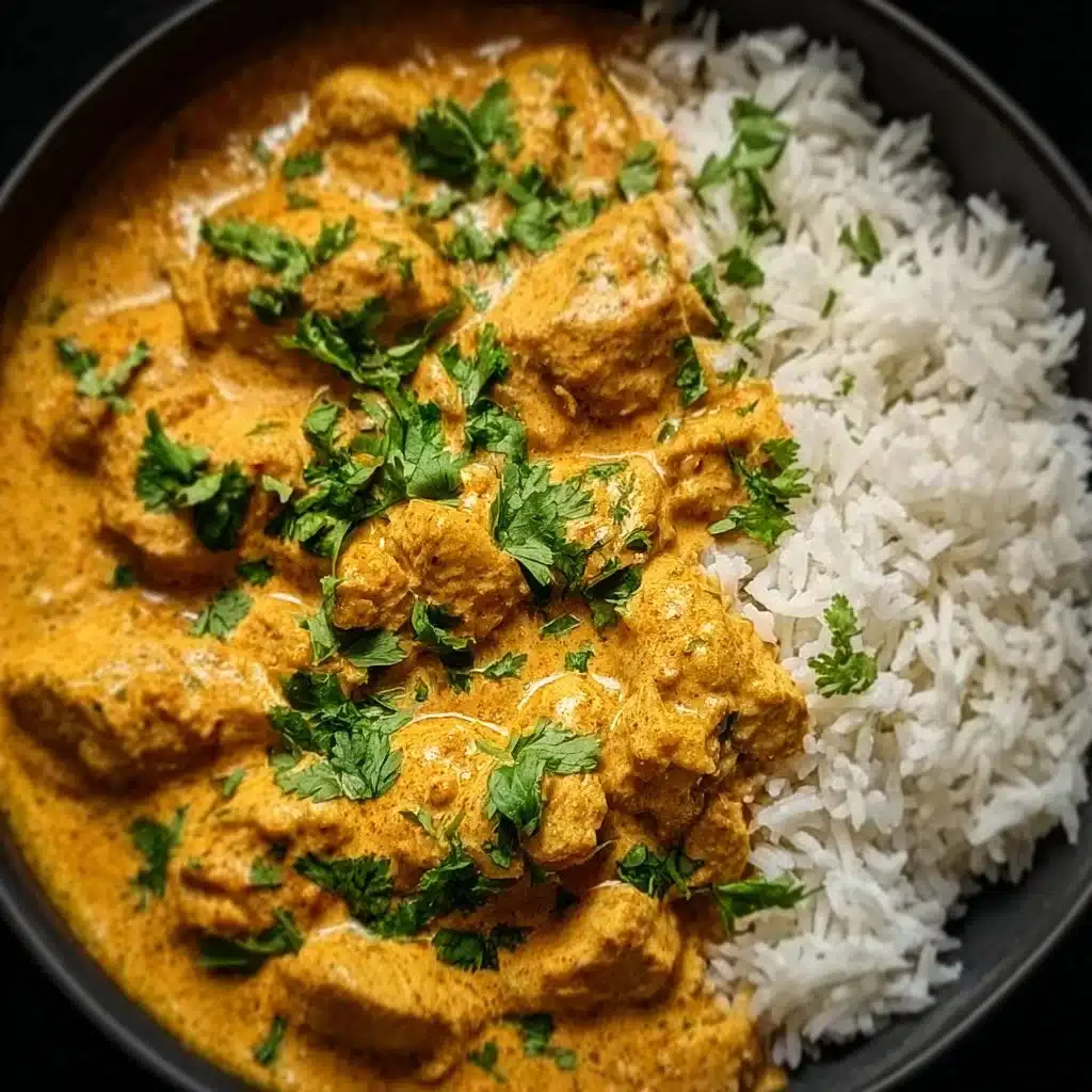Delicious creamy homemade chicken korma served in a bowl