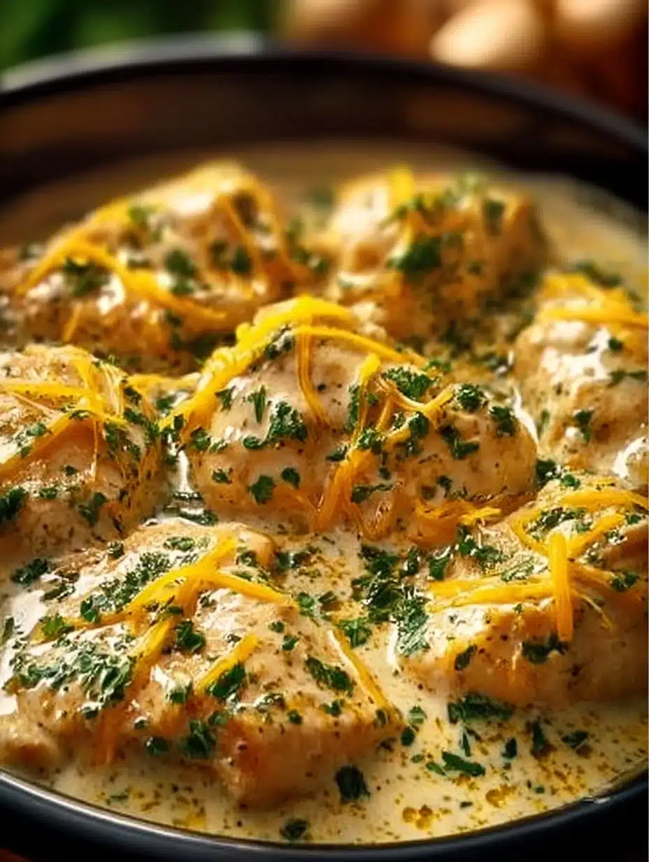 Delicious creamy ranch chicken served with sides on a plate