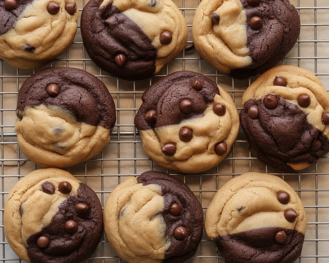Chocolate peanut butter swirl cookies with rich flavors and a chewy texture.