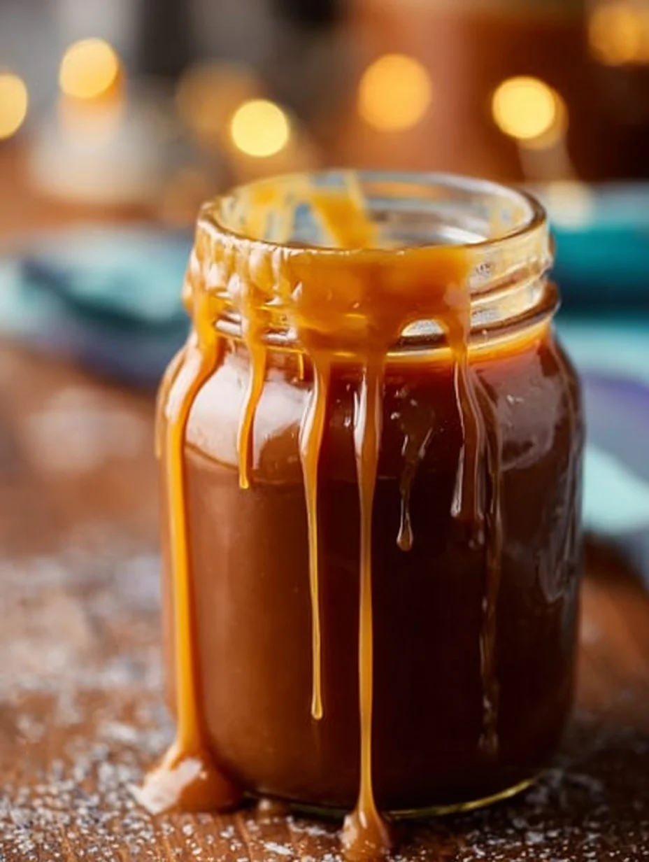 Easy homemade salted caramel sauce in a jar