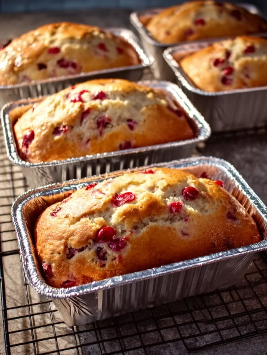 A delicious loaf of Eggnog Cranberry Bread with festive toppings.