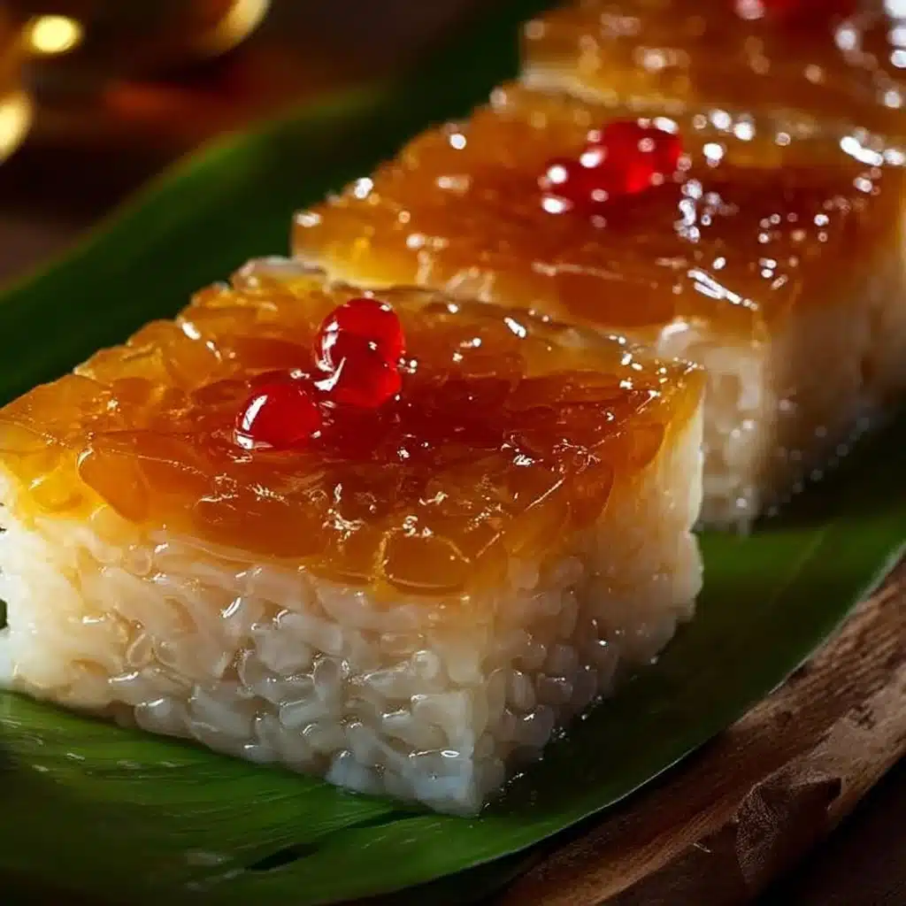 Delicious Filipino sticky rice cake served on a plate with coconut topping.