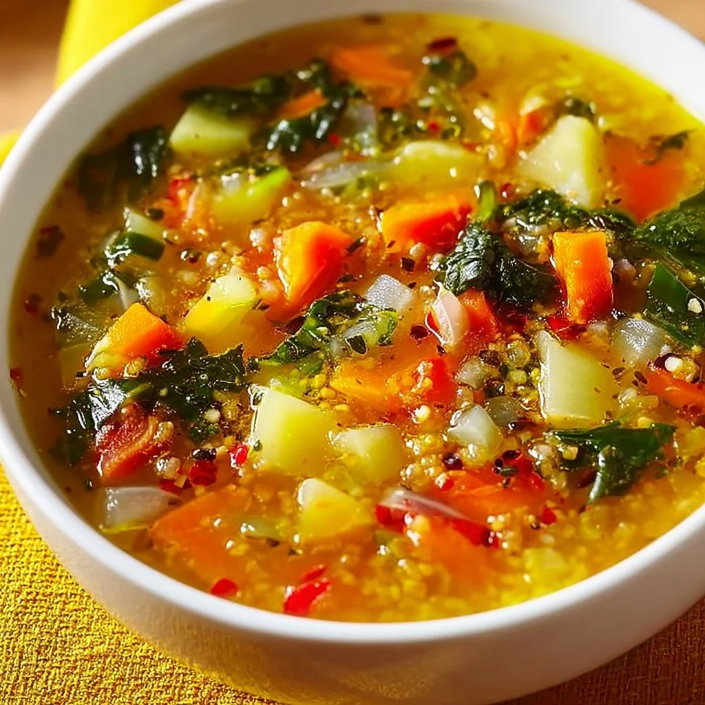 Bowl of healing garlic soup, a natural remedy for colds and flu.