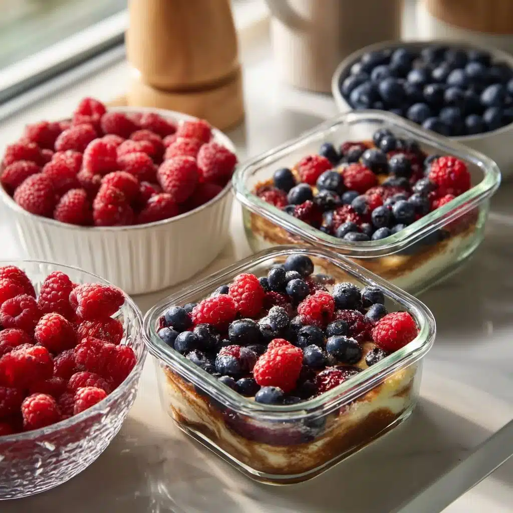 High-protein pancake bowls topped with fruits and nuts for a healthy breakfast