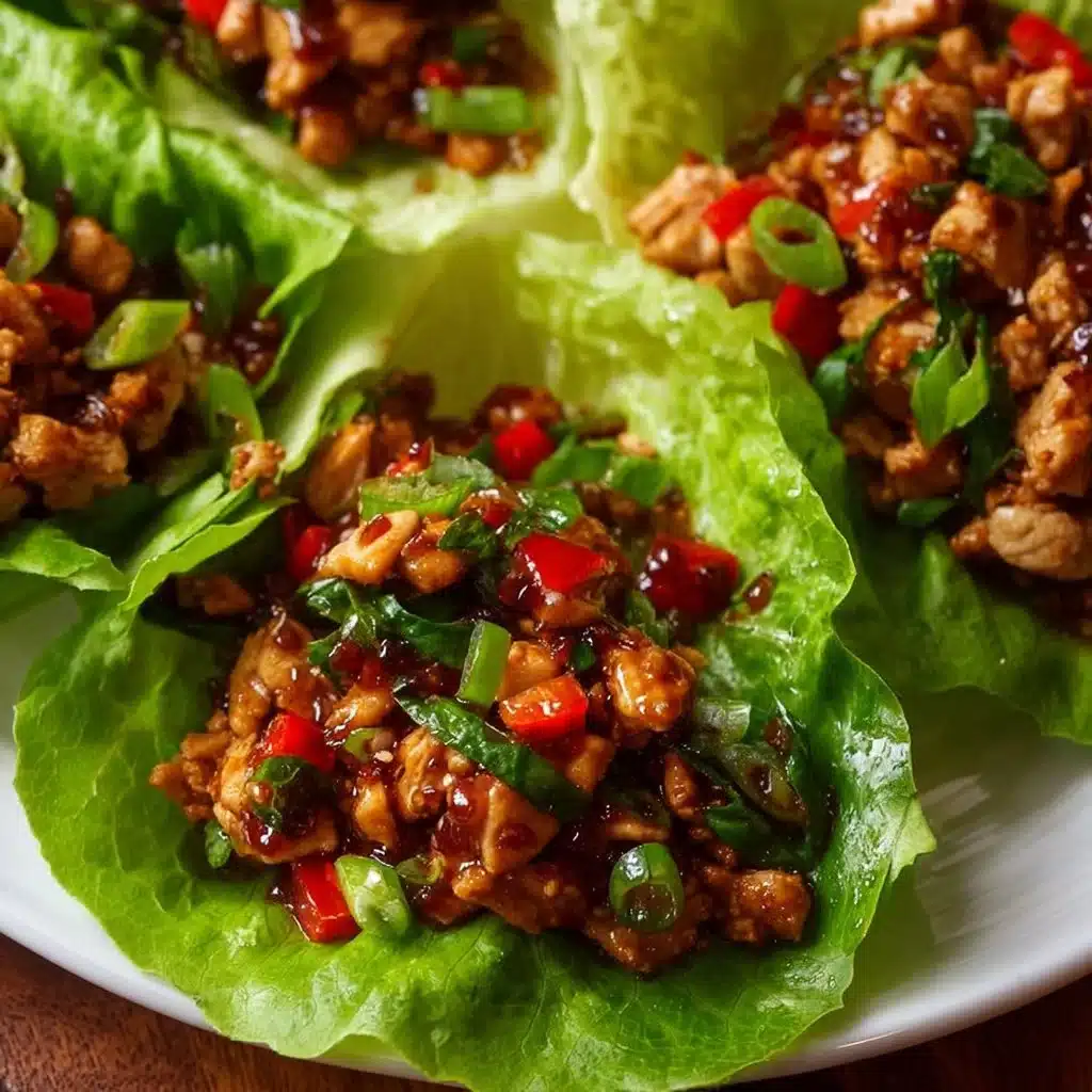 Hoisin Chicken Lettuce Wraps served on a plate with fresh ingredients