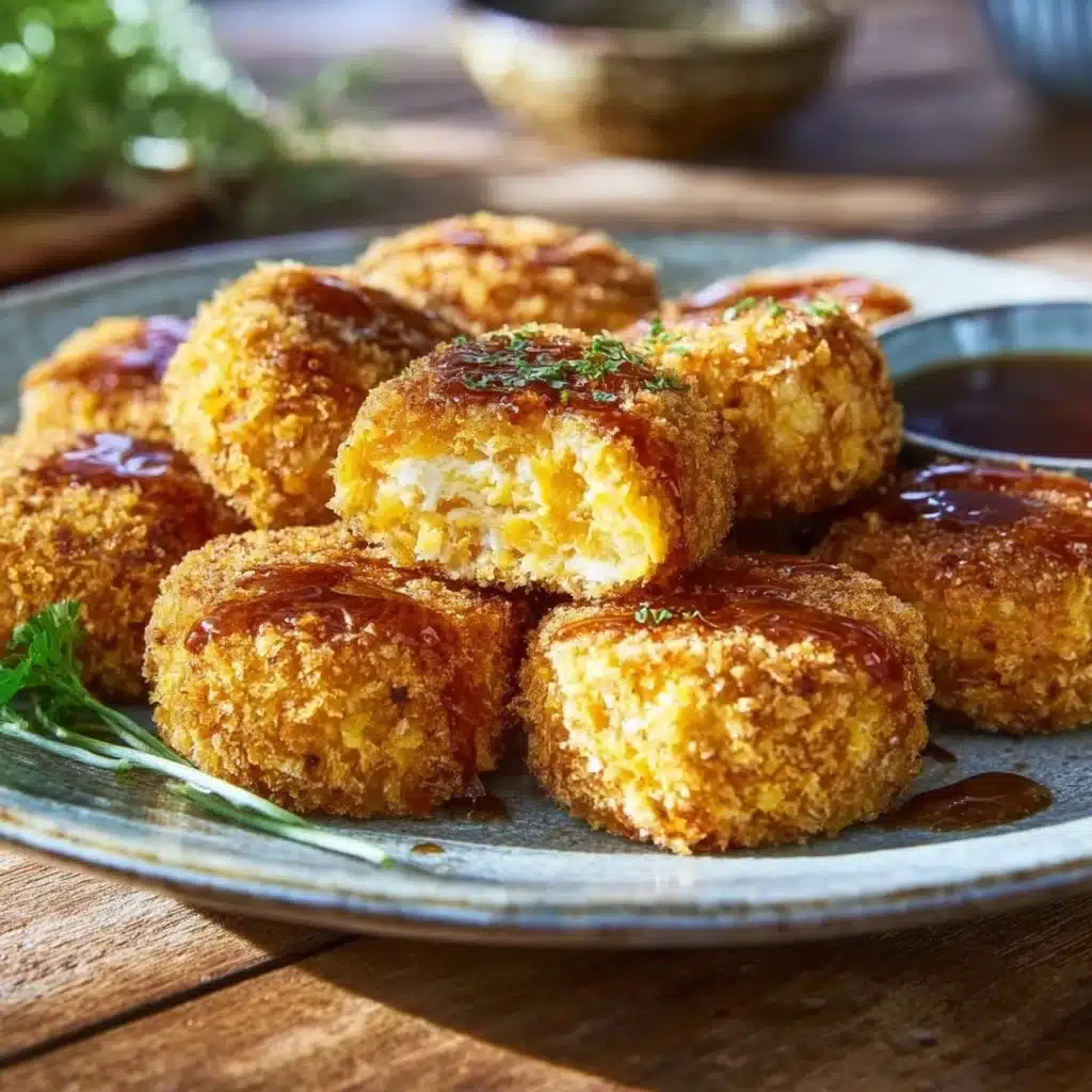 Delicious Japanese pumpkin croquettes served with dipping sauce.