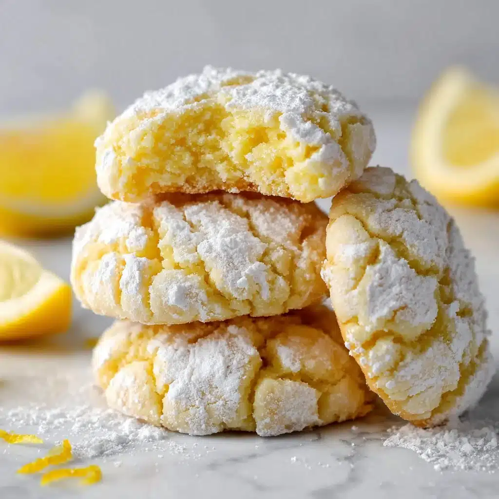 Delicious Lemon Crinkle Cookies with powdered sugar on top