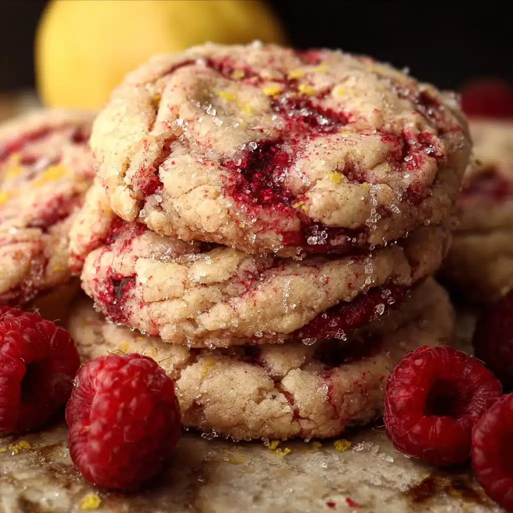 Freshly baked Lemon Raspberry Cookies on a cooling rack
