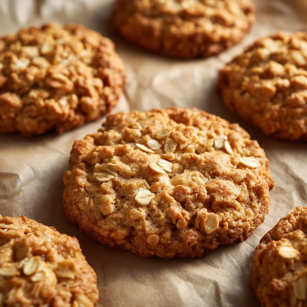 Low sugar applesauce oatmeal cookies on a cooling rack