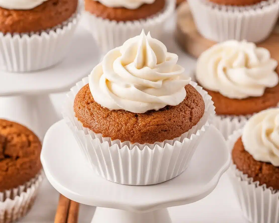 Delicious Pumpkin Chai Latte Cupcakes baked in an air fryer with fall spices.