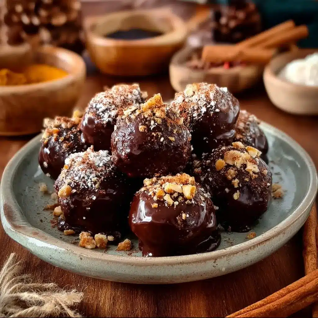 Delicious Pumpkin Spice Brigadeiros drizzled with caramel sauce