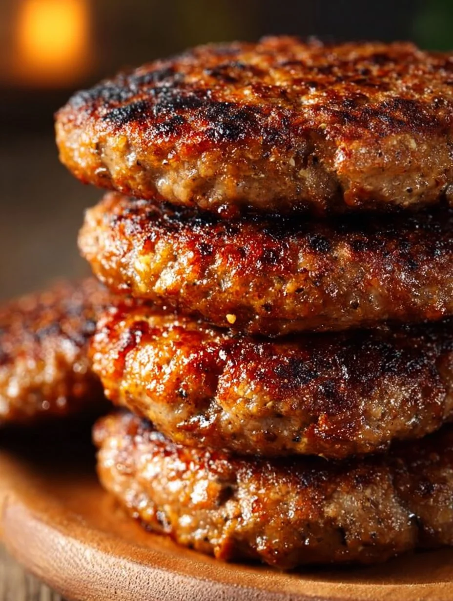 Seasoned air fryer hamburger patties served on a plate