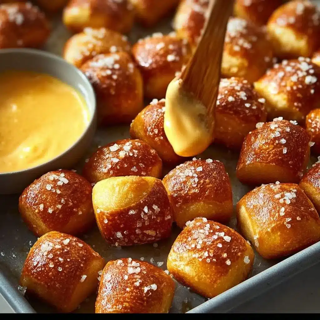 Delicious soft and chewy pretzel bites served with dipping sauce