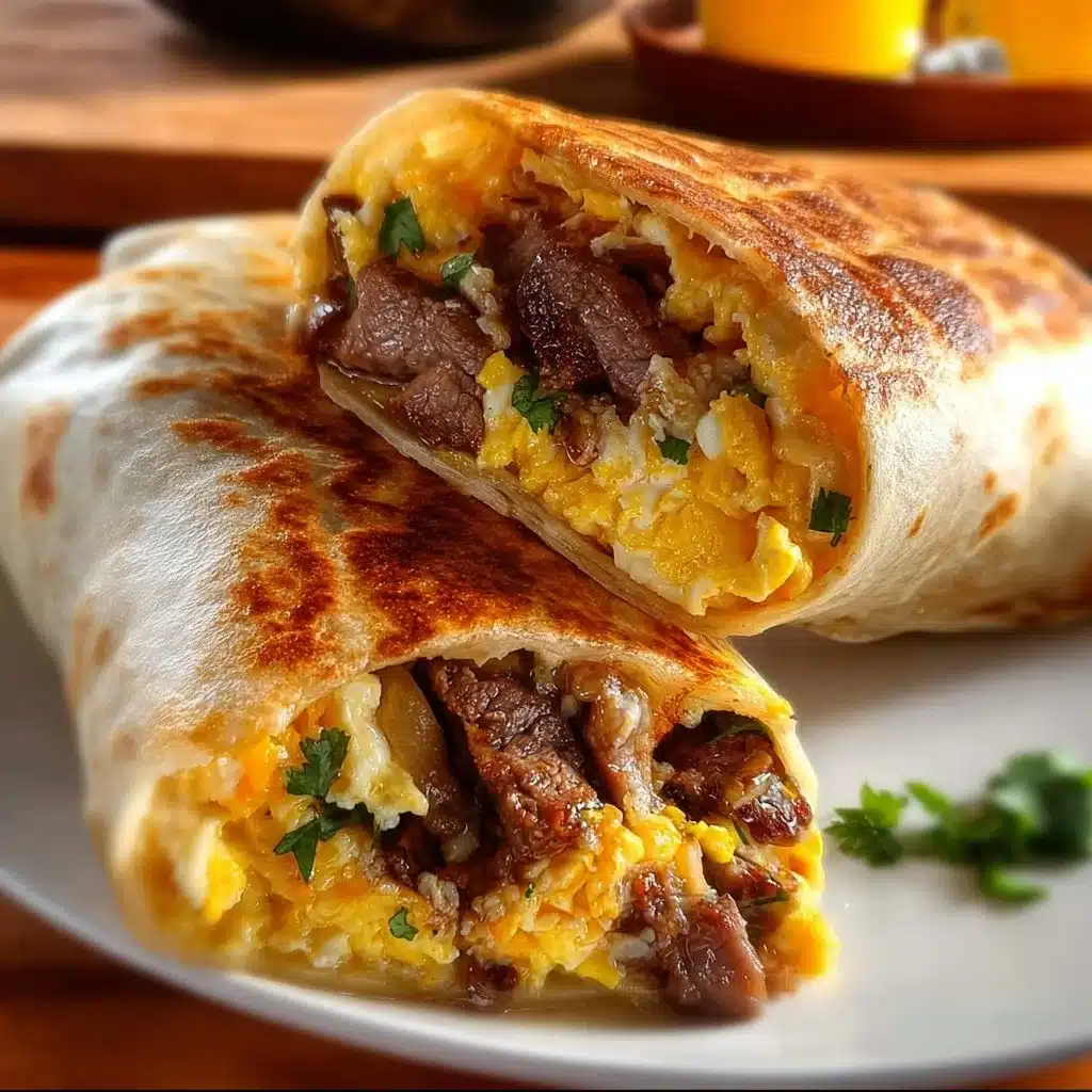 Delicious Steak and Egg Breakfast Burrito filled with flavorful ingredients