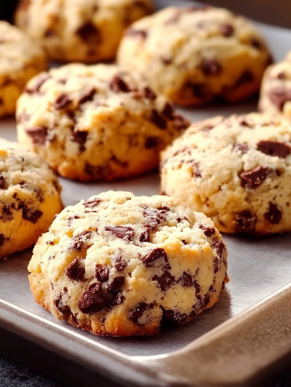 Sweet chocolate chip and toffee shortbread cookies on a plate