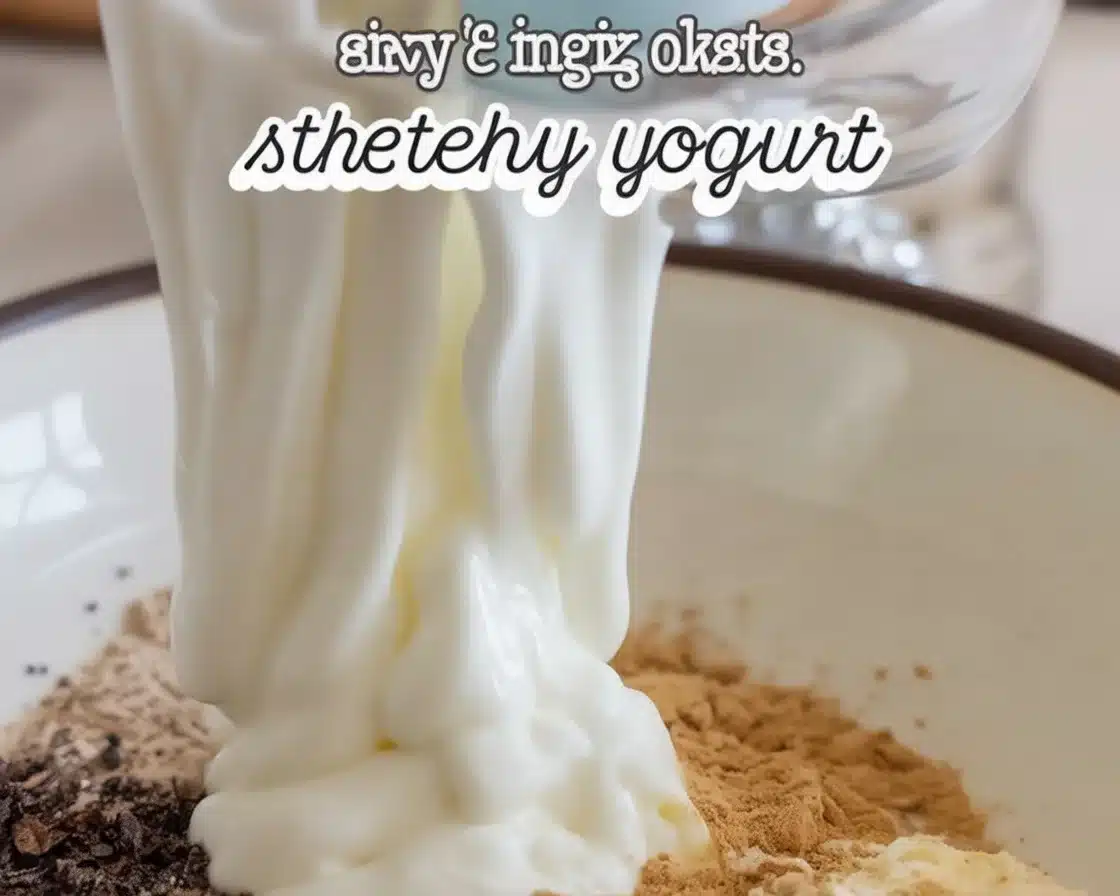 Homemade stretchy yogurt made with Greek yogurt, milk, and tapioca starch.
