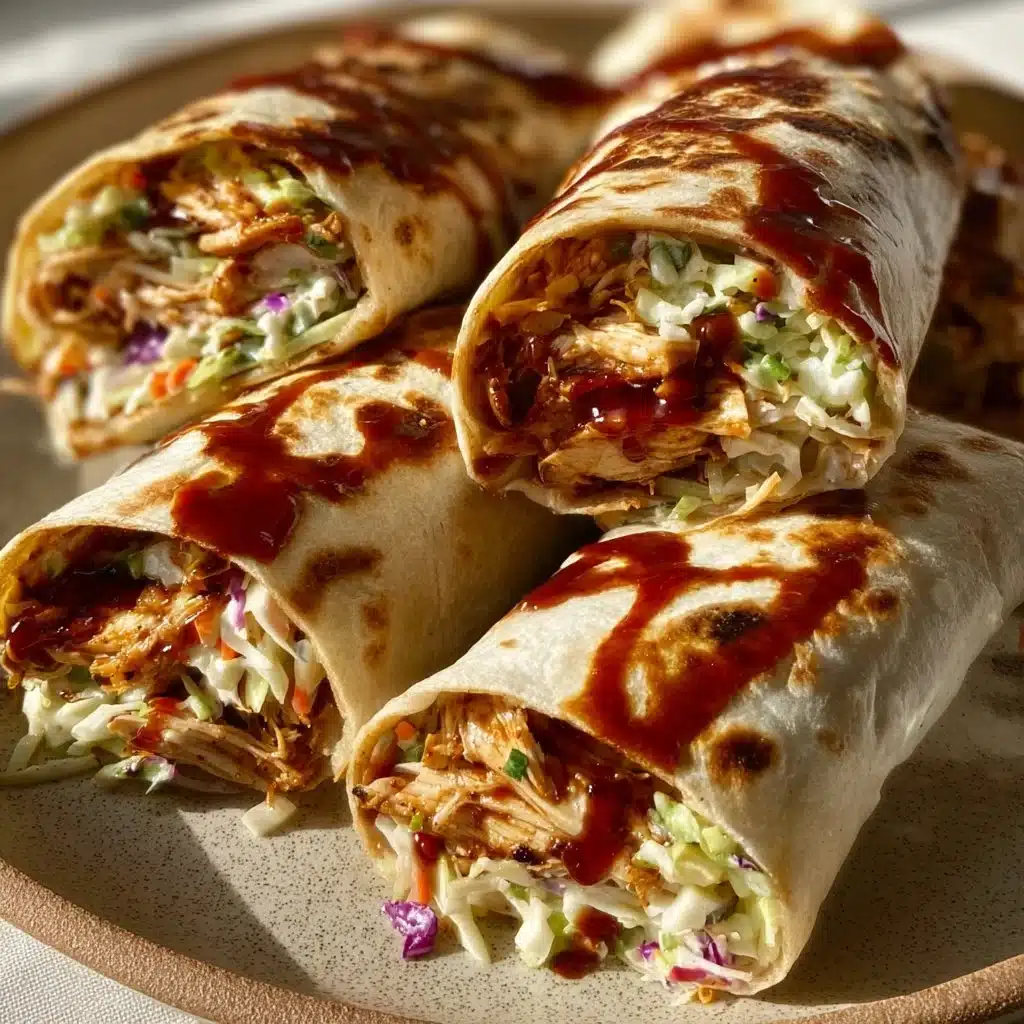 BBQ Chicken Coleslaw Wraps served on a plate with fresh ingredients