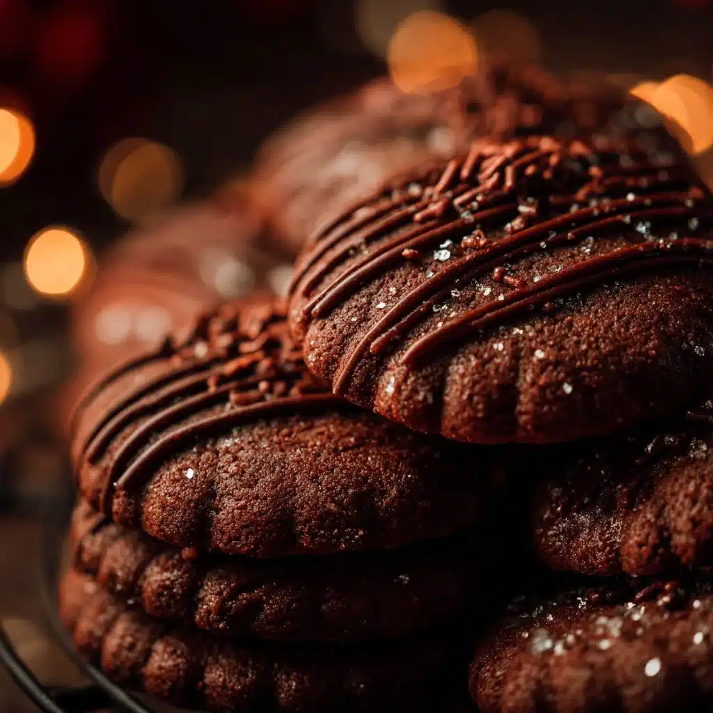 Chocolate Butter Cookies freshly baked on a cooling rack.