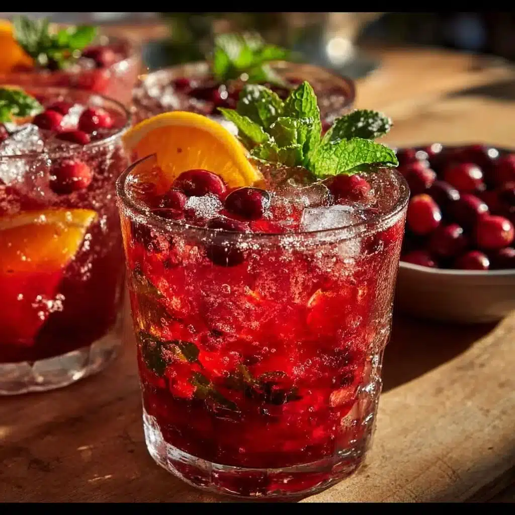 A refreshing glass of Cranberry Tepache with garnishes and spices