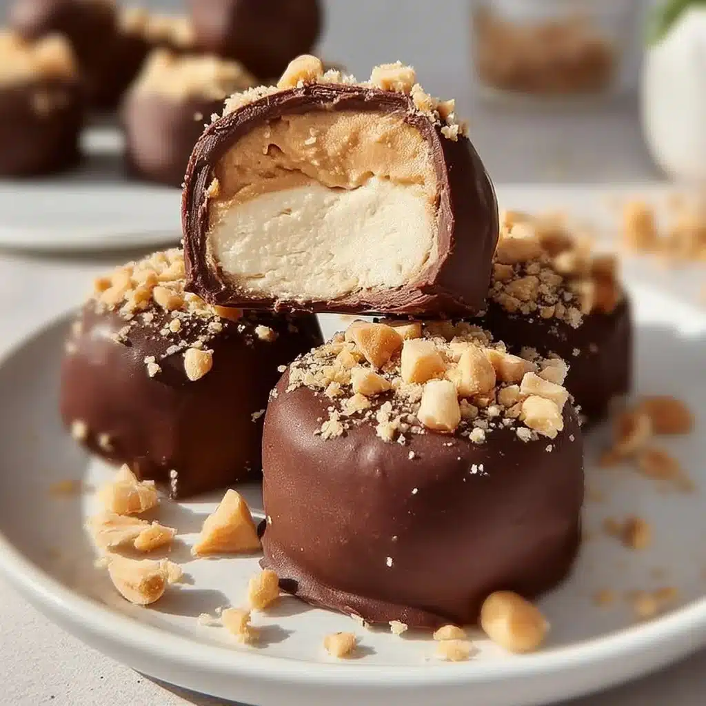 Creamy frozen peanut butter Greek yogurt bites as a delicious snack